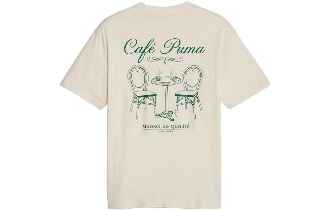 PUMA CLASSICS T-Shirts Men's Light Beige Crew Neck Moderate Straight Fit