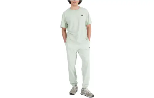 New Balance T Shirts Men's Light Green Crew Neck Moderate Straight Fit
