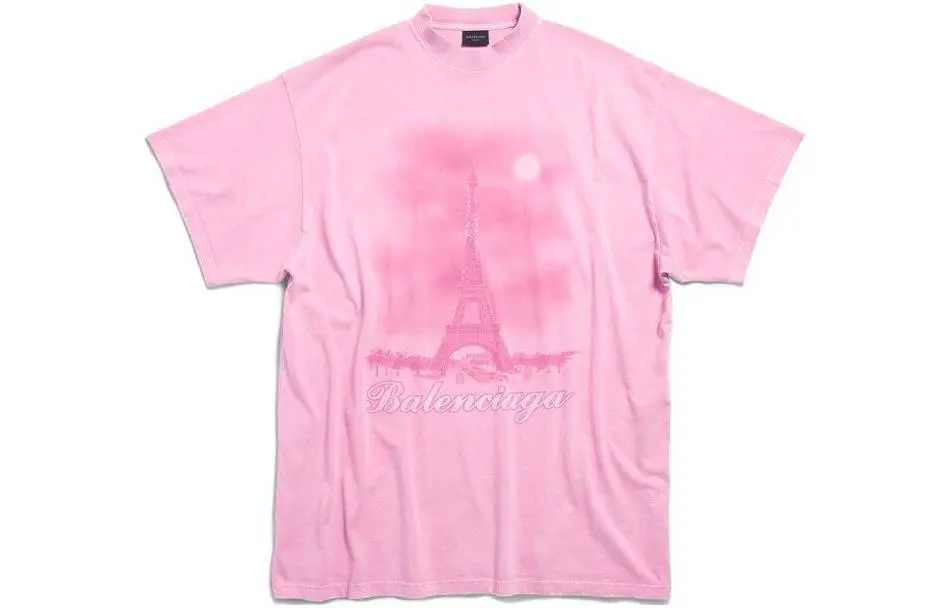 Balenciaga T Shirt Loose Fit Unisex Pink