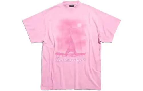 Balenciaga T Shirt Loose Fit Unisex Pink