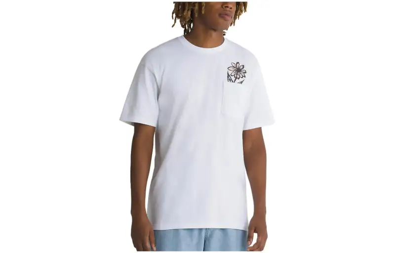 Vans T Shirts Men's White Crew Neck Moderate Straight Fit
