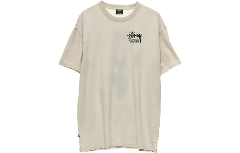 Stussy T Shirts Men's Beige Crew Neck Moderate Straight Fit
