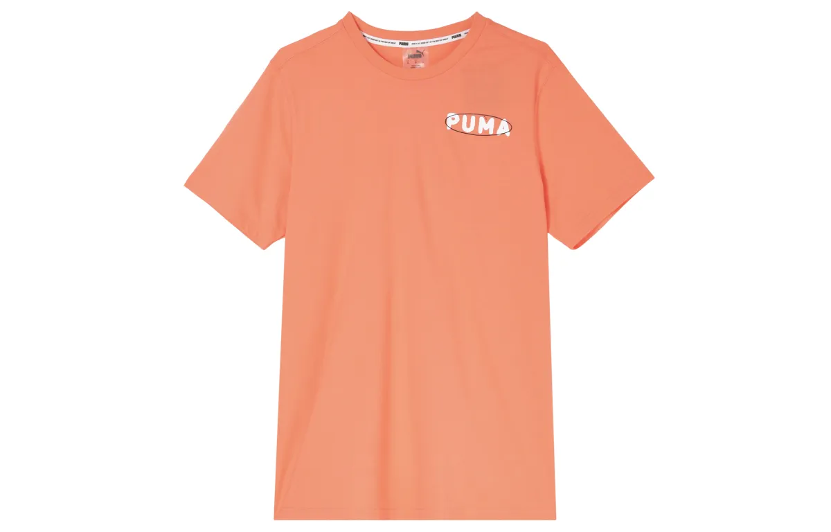 PUMA T-Shirts Unisex Orange Red Crew Neck Moderate Straight Fit