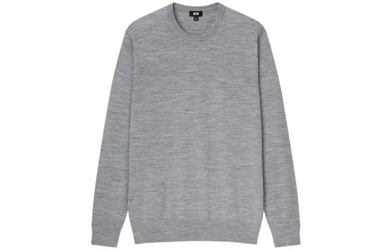 UNIQLO T Shirts Men's Gray Crew Neck Moderate Straight Fit