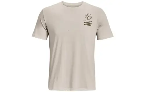 Under Armour T Shirts Men's Beige Yellow Crew Neck Moderate Straight Fit