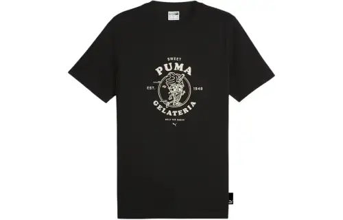 PUMA T Shirts Men's Black Crew Neck Moderate Straight Fit
