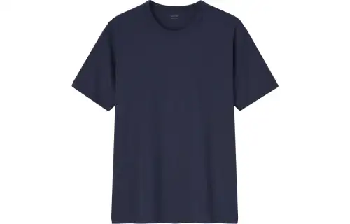UNIQLO T Shirts Men's Navy Blue Crew Neck Moderate Straight Fit