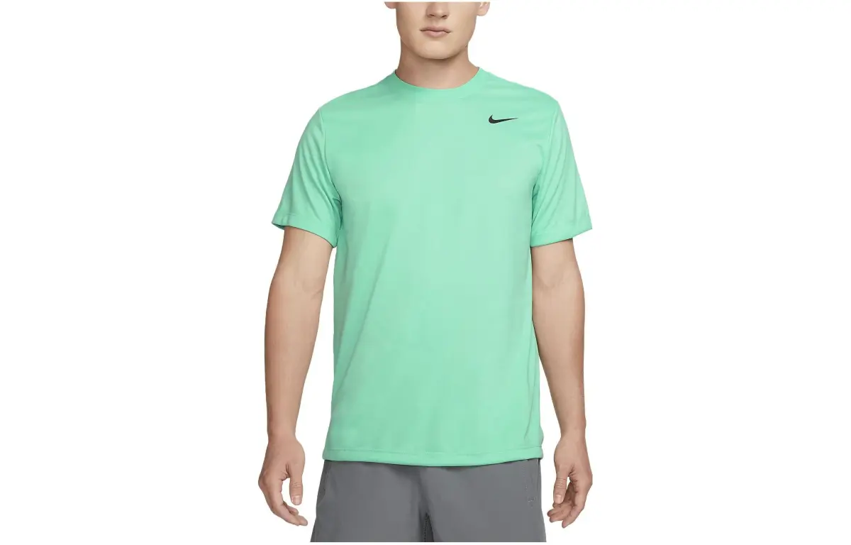 Nike T-Shirts Men's Light Green Crew Neck Moderate Straight Fit