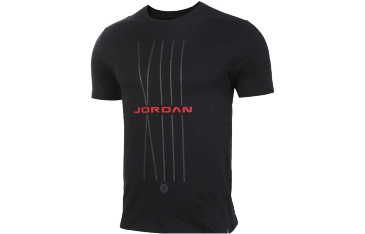 Nike T-Shirts Men's Black Crew Neck Moderate Straight Fit