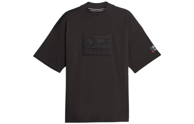 PUMA T Shirts Men's Black Crew Neck Moderate Straight Fit