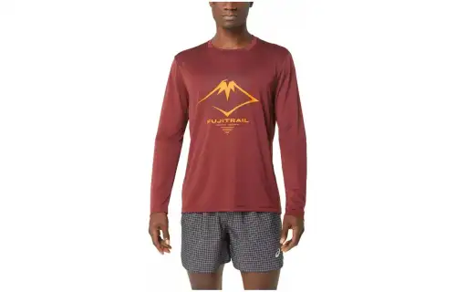 Asics FUJITRAIL LOGO SS TOP T Shirt Men's Red Wine