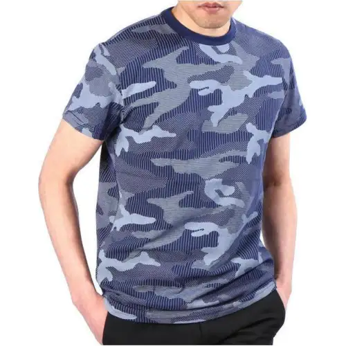 DIOR T Shirts Men's Blue Crew Neck Moderate Straight Fit