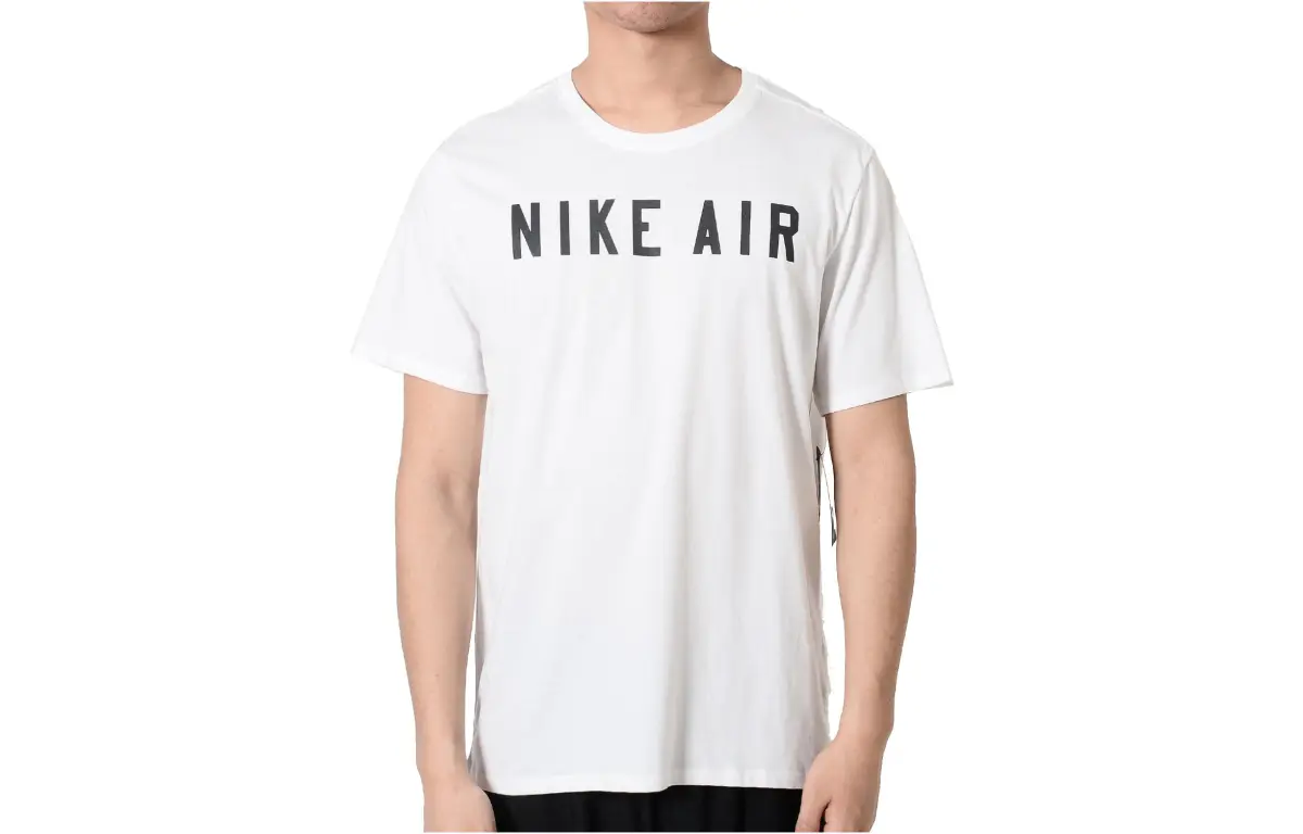 Nike T-Shirts Men's White Crew Neck Moderate Straight Fit