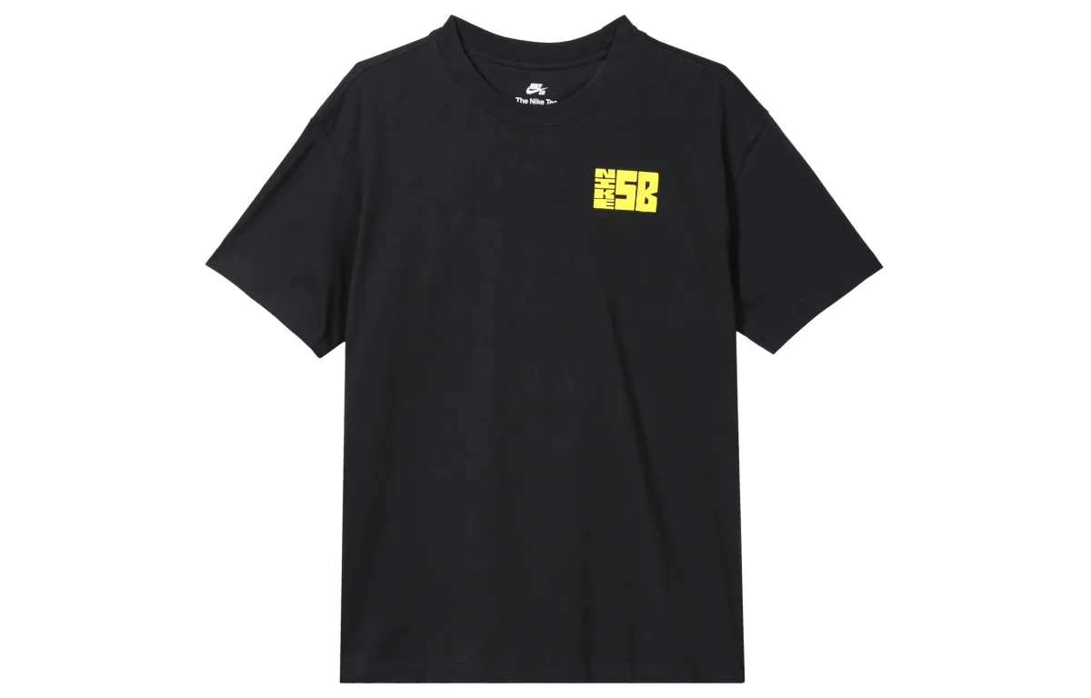 Nike T-Shirts Men's Black Crew Neck Moderate Straight Fit