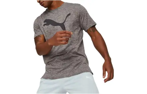 PUMA T Shirts Men's Gray Crew Neck Moderate Straight Fit
