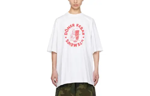 Vetements T Shirts Men's White Crew Neck Moderate Straight Fit