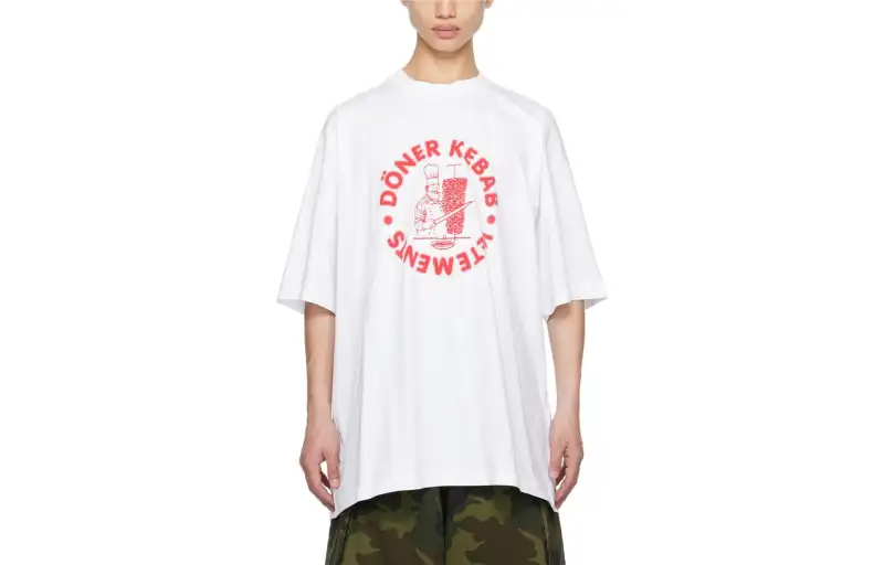 Vetements T Shirts Men's White Crew Neck Moderate Straight Fit