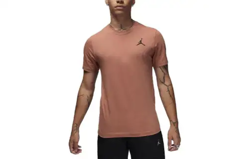 Jordan T Shirts Men's Orange Crew Neck Moderate Straight Fit