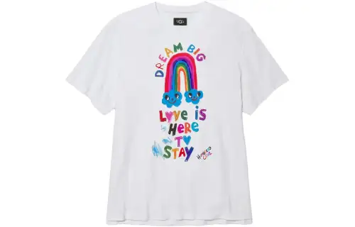 UGG T Shirts Unisex White Crew Neck Moderate Straight Fit
