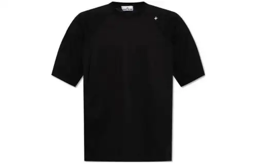 STONE ISLAND Logo Embroidered Crewneck T Shirt