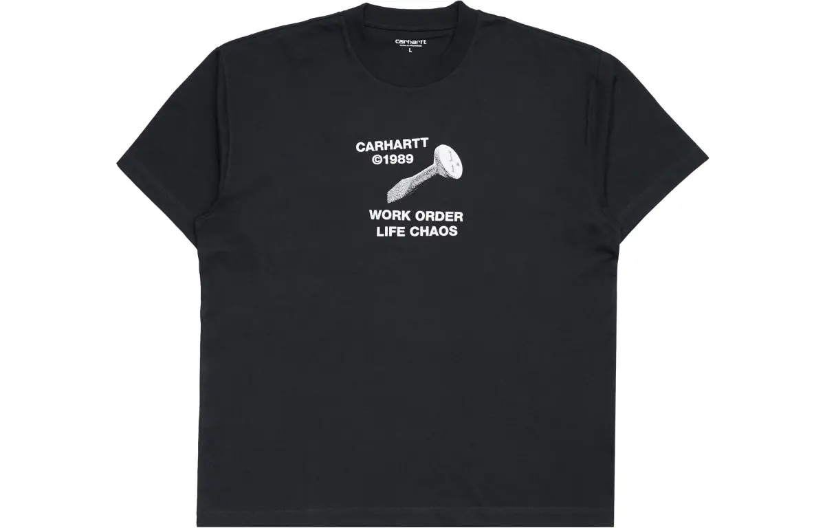Carhartt WIP T-Shirts Men's Black Crew Neck Moderate Straight Fit