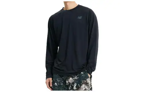 New Balance T Shirts Men's Black Crew Neck Moderate Straight Fit