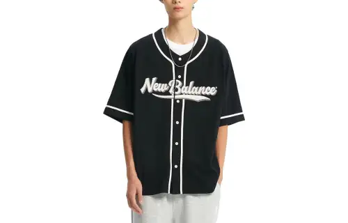 New Balance T Shirts Men's Black Crew Neck Moderate Straight Fit