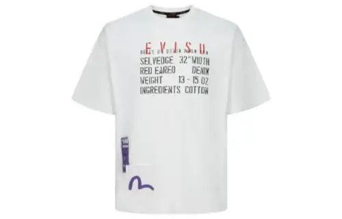 EVISU T Shirts Men's White Crew Neck Moderate Straight Fit
