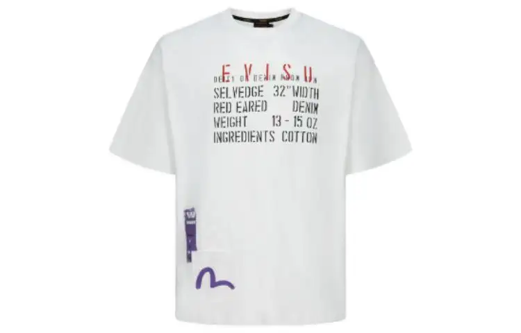 EVISU T Shirts Men's White Crew Neck Moderate Straight Fit