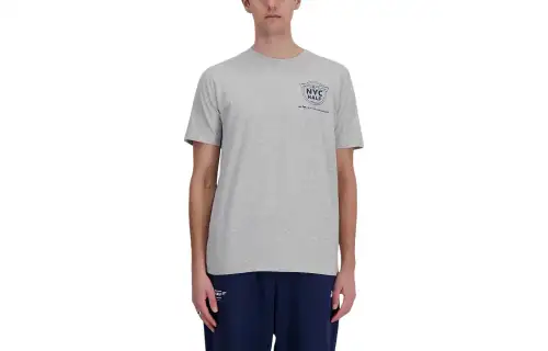 New Balance T Shirts Men's Gray Crew Neck Moderate Straight Fit