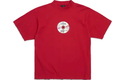Balenciaga T-Shirts Unisex Red Crew Neck Moderate Straight Fit