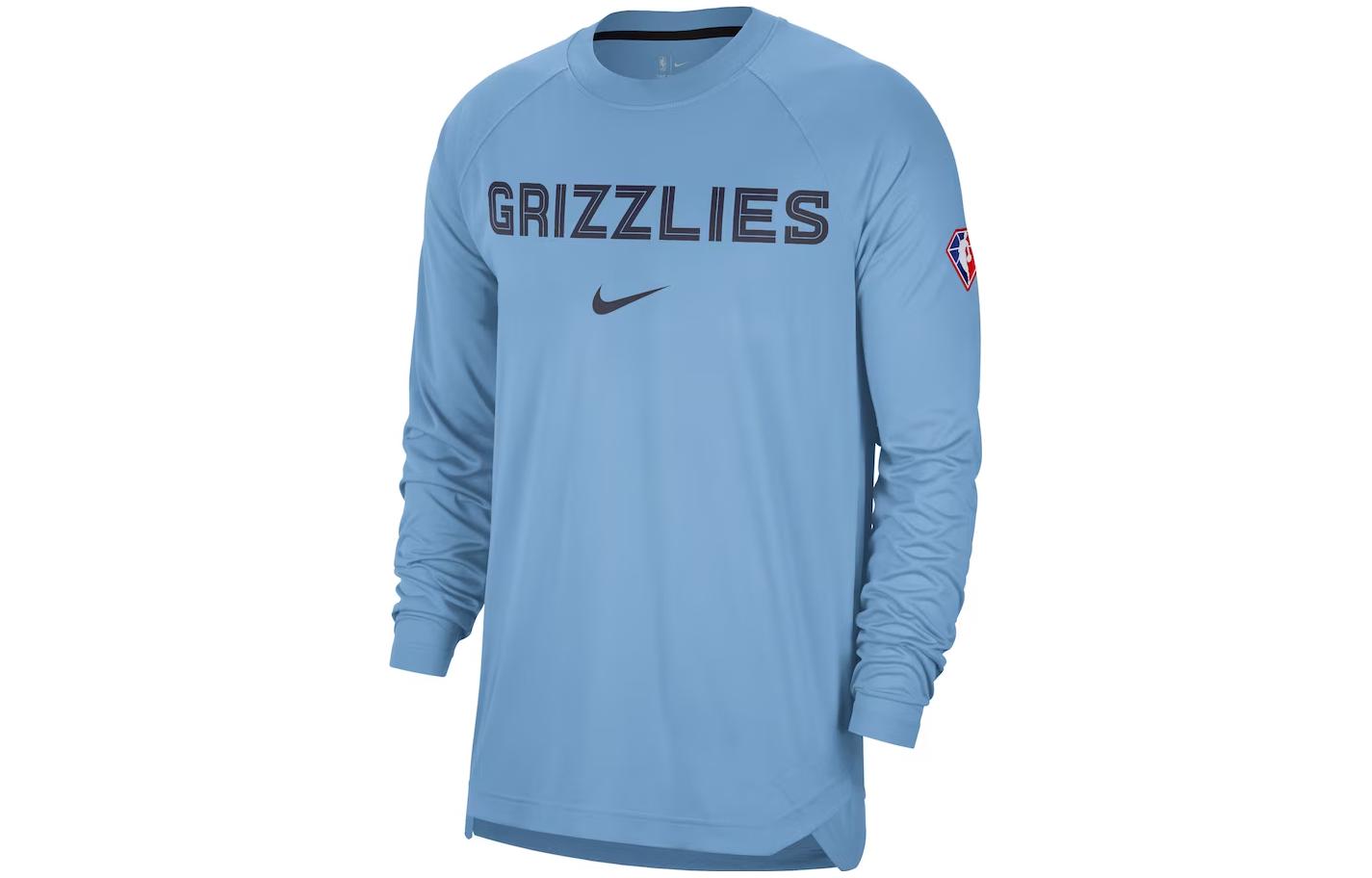 Nike 75th Anniversary Pre-Grace Shooting Performance Long Sleeve T-Shirt Memphis Grizzlies Men's Light Blue