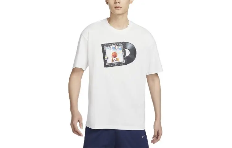Nike T-Shirts Men's White Crew Neck Moderate Straight Fit