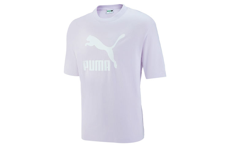 PUMA ESSENTIALS T Shirts Unisex Light Purple Crew Neck Moderate Straight Fit