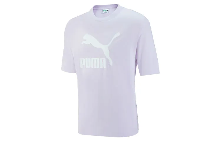 PUMA ESSENTIALS T-Shirts Unisex Light Purple Crew Neck Moderate Straight Fit