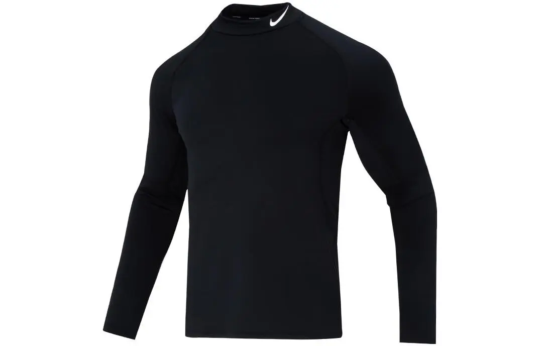 Nike T-Shirts Men's Black Half-Turtleneck Moderate Straight Fit