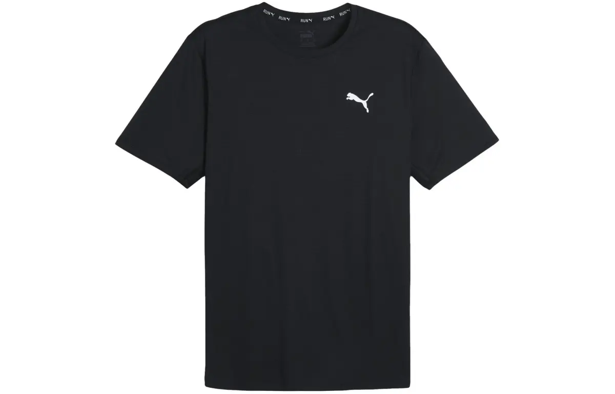 PUMA T-Shirts Men's Black Crew Neck Moderate Straight Fit
