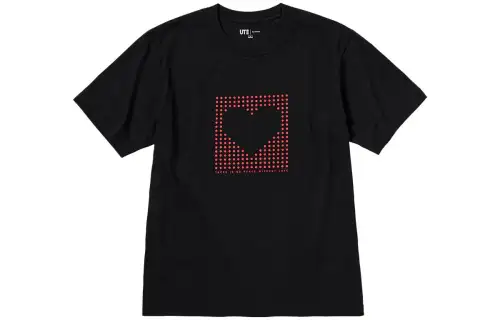 UNIQLO T Shirts Unisex Black 09 Crew Neck Moderate Straight Fit