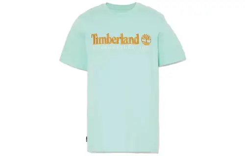 Timberland T Shirts Men's Aquamarine Crew Neck Moderate Straight Fit