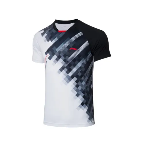 Li Ning T Shirts Men's White Crew Neck Moderate Straight Fit