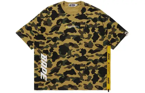 A BATHING APE T Shirts Men's Yellow YEX Crew Neck Moderate Straight Fit