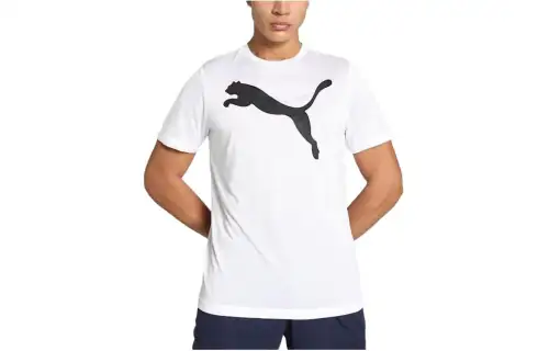 PUMA T Shirts Men's White Crew Neck Moderate Straight Fit
