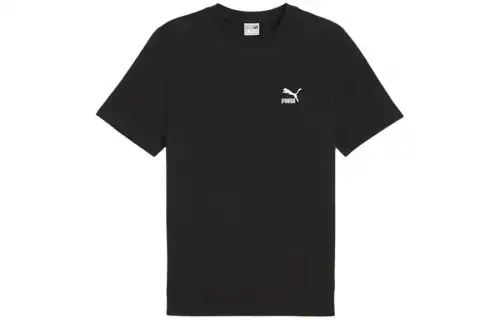 PUMA CLASSICS T Shirts Men's Black Crew Neck Moderate Straight Fit