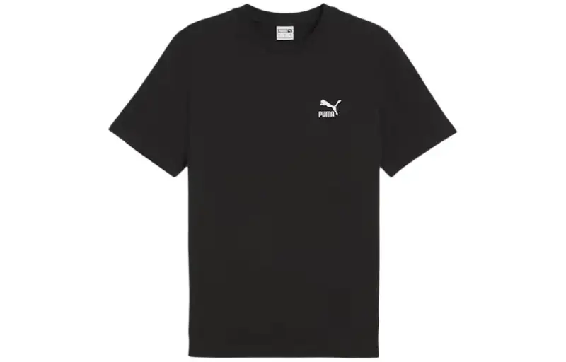 PUMA CLASSICS T Shirts Men's Black Crew Neck Moderate Straight Fit