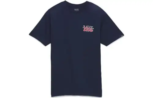 Vans T Shirts Unisex Blue Crew Neck Moderate Straight Fit