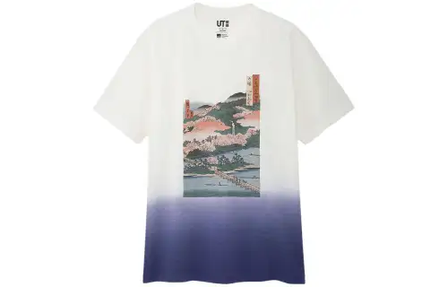 UNIQLO T Shirts Unisex Ivory Crew Neck Moderate