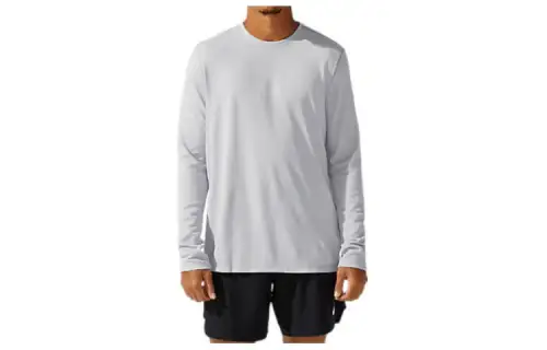 ASICS READY SET II T Shirts Men's Gray Crew Neck Moderate Straight Fit