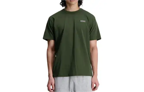 New Balance T Shirts Men's Green Crew Neck Moderate Straight Fit