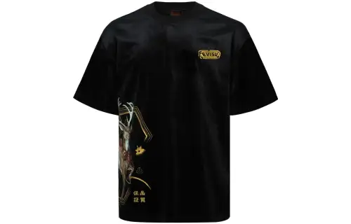 EVISU T Shirts Men's Black Crew Neck Moderate Straight Fit