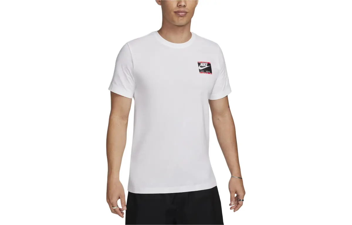 Nike T-Shirts Men's White Crew Neck Moderate Straight Fit